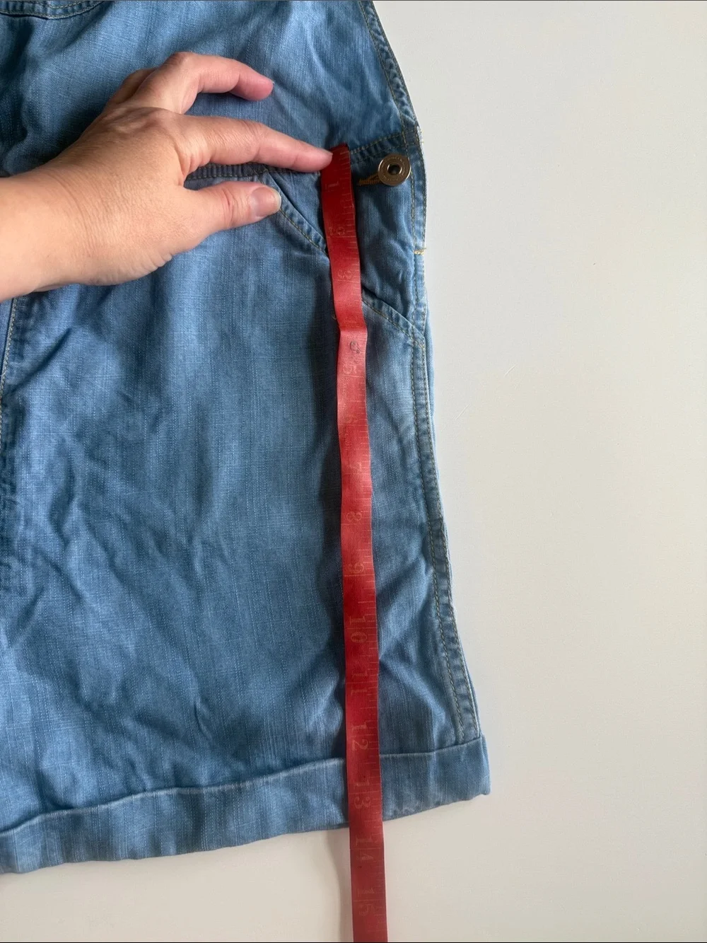 Matilda Jane (435) Light Blue Denim Chambray Overall Shorts Sz 12 NWT - Picture 8 of 11